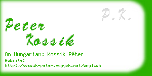 peter kossik business card